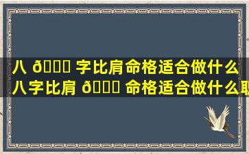 八 🐋 字比肩命格适合做什么（八字比肩 🍁 命格适合做什么职业）